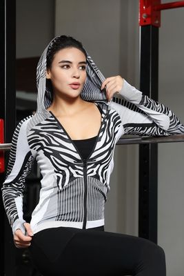 Full Zip Long Sleeve Hoodie Humeur Wicking trous du pouce Athleisure durable