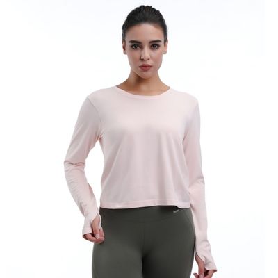 T-shirt à manches longues coupé avec trous pour pouce léger ventilé élégant