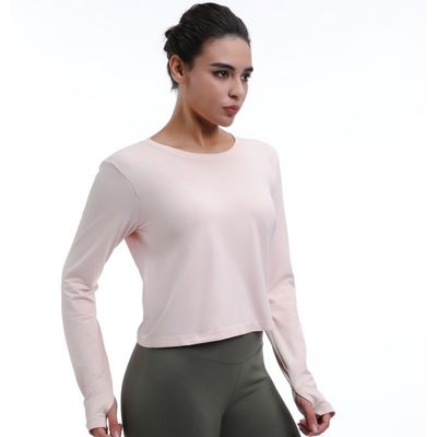 T-shirt à manches longues coupé avec trous pour pouce léger ventilé élégant