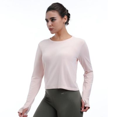 T-shirt à manches longues coupé avec trous pour pouce léger ventilé élégant