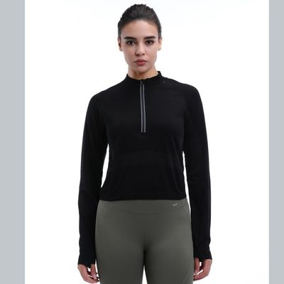 Quartier de performance Longue manche Humidité Wicking trous de pouce Trim réfléchissant