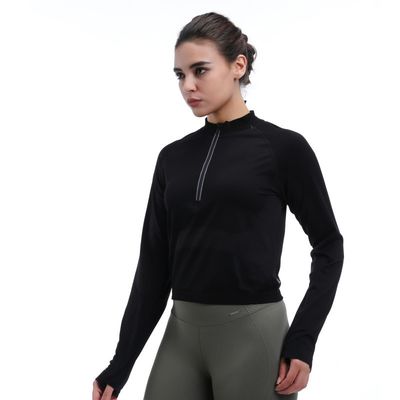 Quartier de performance Longue manche Humidité Wicking trous de pouce Trim réfléchissant